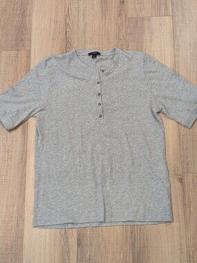 J.Crew Gray Short Sleeve Henley Shirt Women’s Large Cotton Casual Top